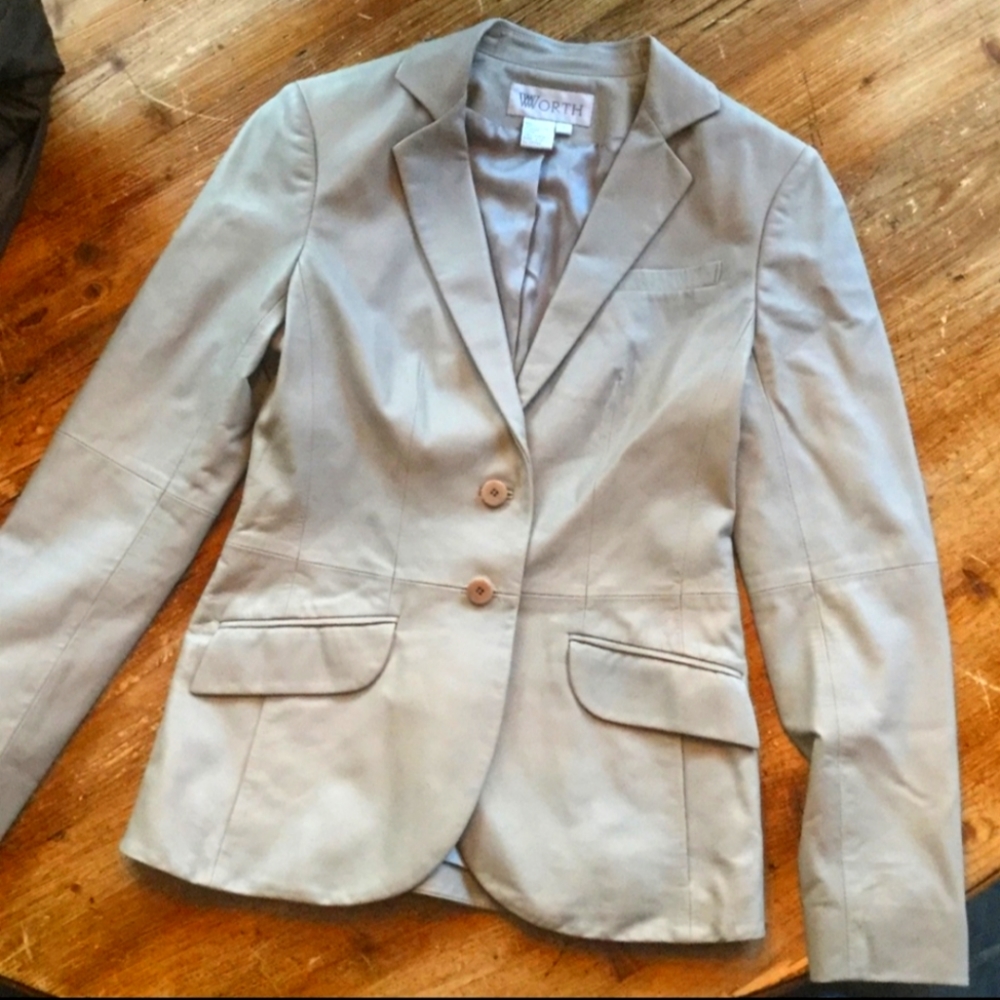WORTH vaniĺla Leather Blazer couture